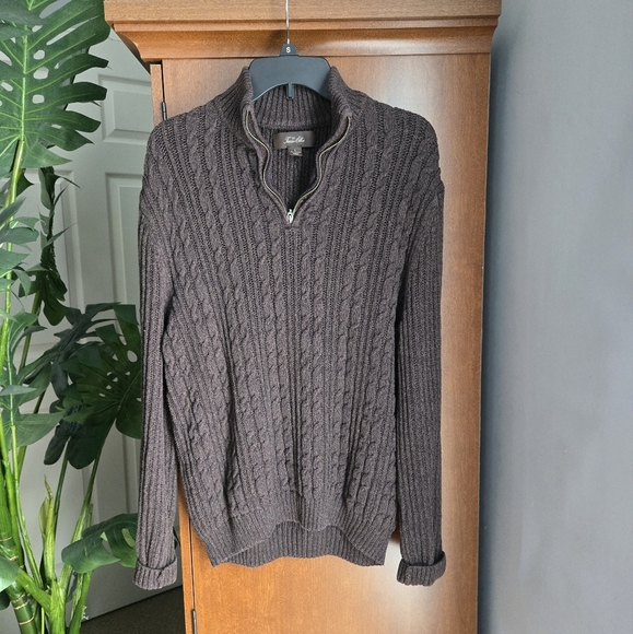 Tasso Elba Cable Knit Sweater Mens Large Brown - Picture 1 of 4
